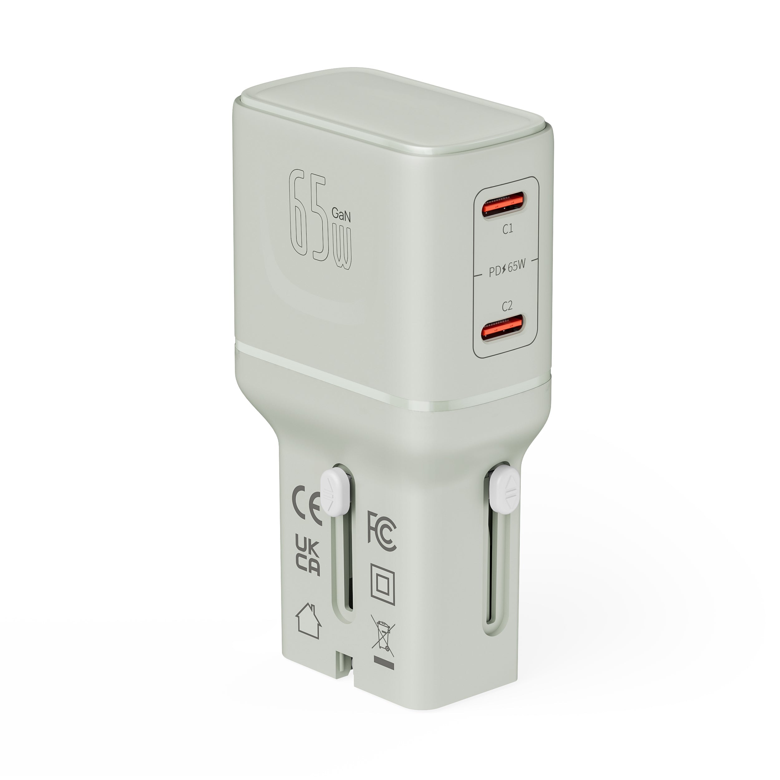 LZEL TravelPro Series Dual Port GaN Travel Wall Charger 65W I Dual Type-C Output I Global compatibility I Gray