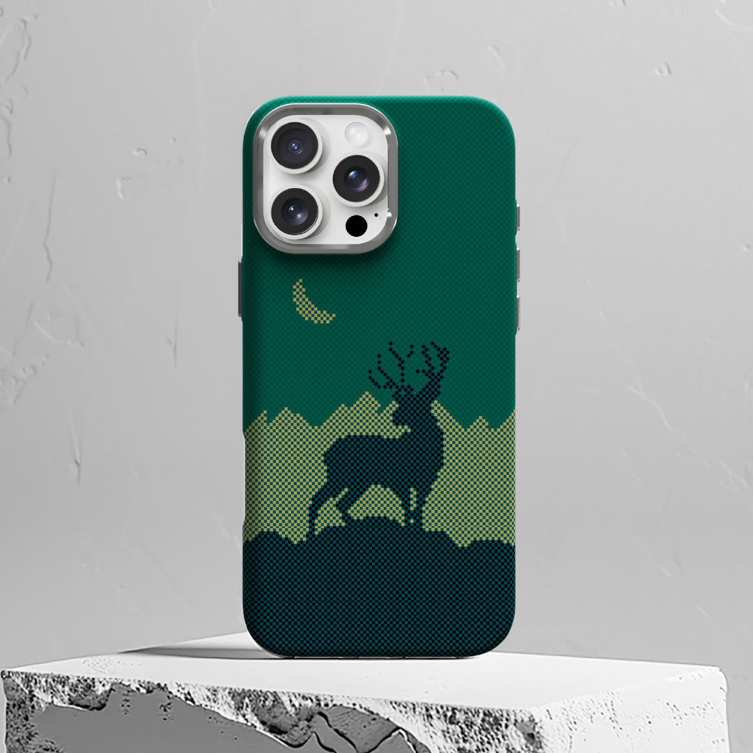 LZEL MagCarbon Deer Cover for iPhone 16 Pro | Green Deer