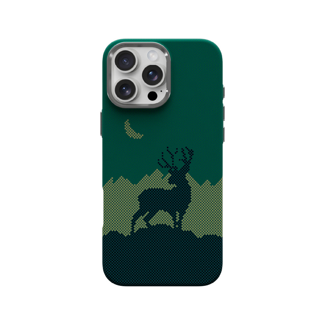 LZEL MagCarbon Deer Cover for iPhone 16 Pro | Green Deer