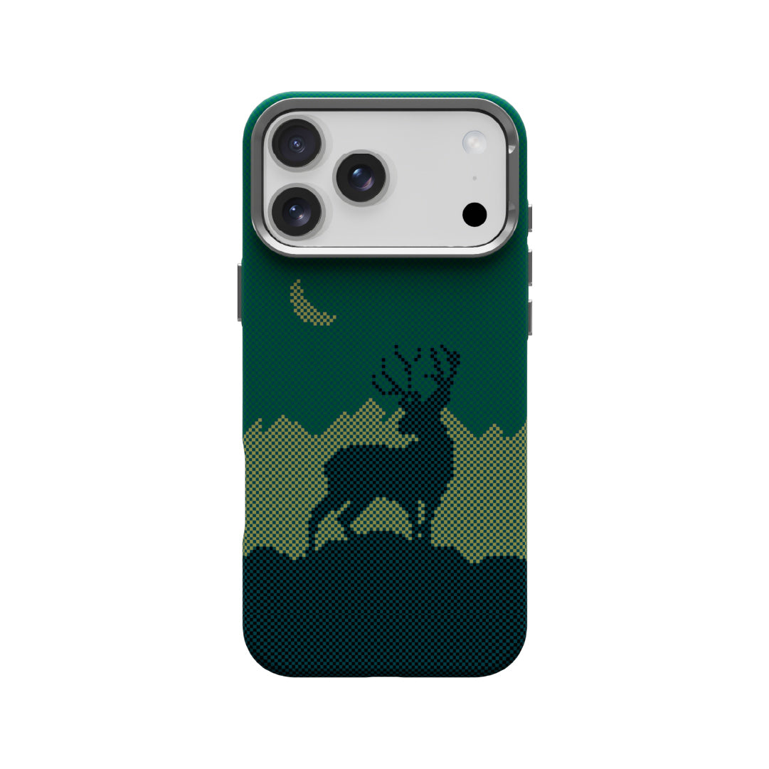 LZEL MagCarbon Deer Cover for iPhone 17 Pro | Green Deer