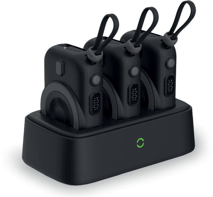 LZEL TrioEnergia Station - Trio 10,000mAh Wireless Power Bank & Charging Dock With Built-in Cable | Black