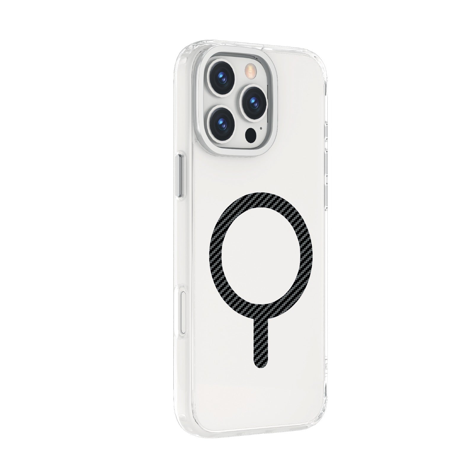 LZEL iPhone 16 Pro MagCrystal Carbon Case with MagSafe | Clear/Silver