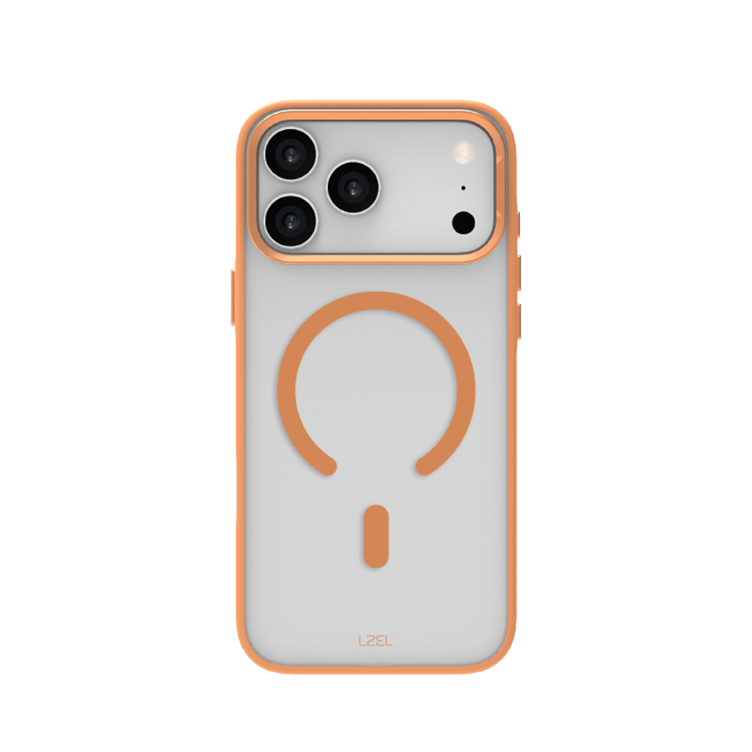 LZEL MagHexro Matte Case for iPhone 17 Pro | Papaya Orange