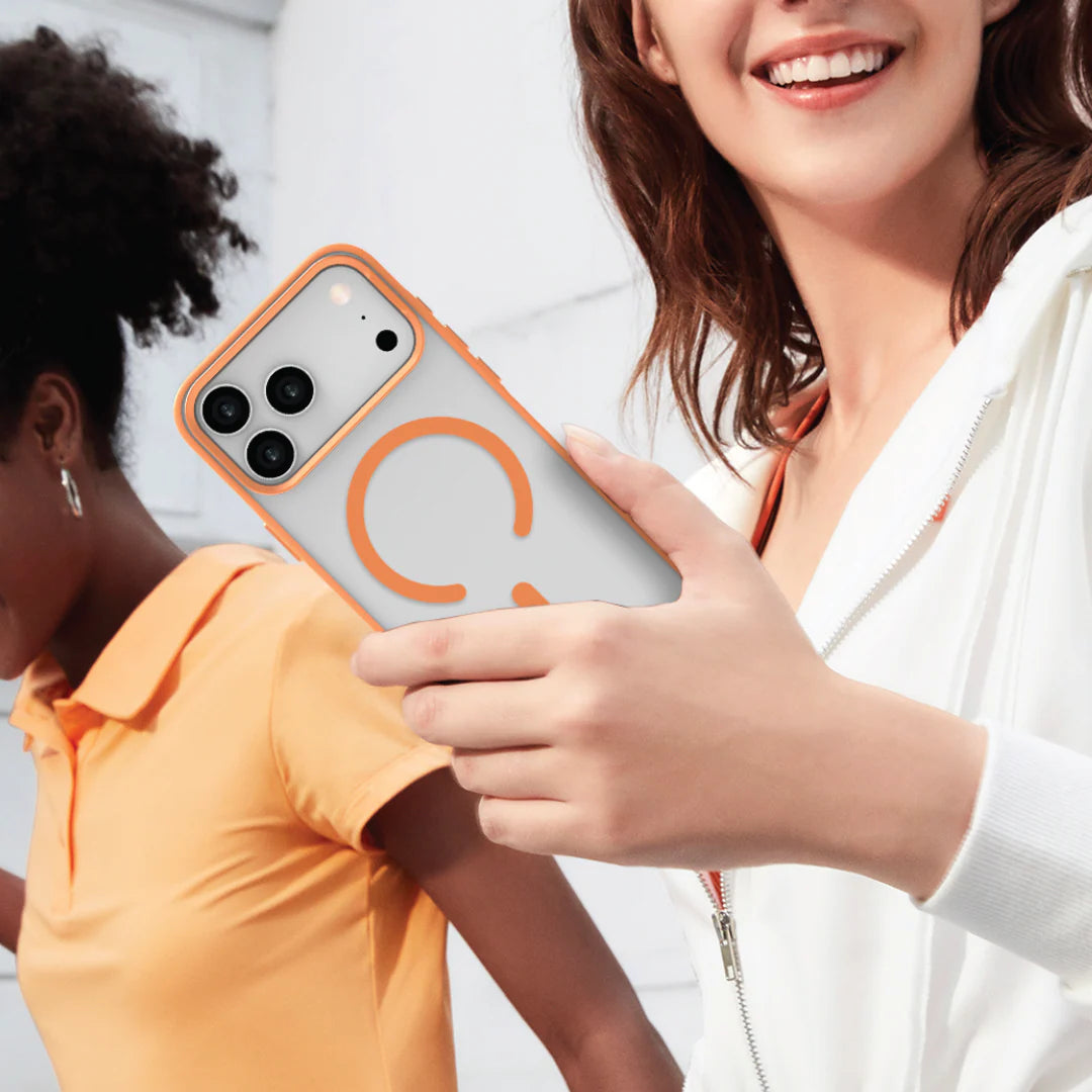 LZEL MagHexro Matte Case for iPhone 17 Pro | Papaya Orange