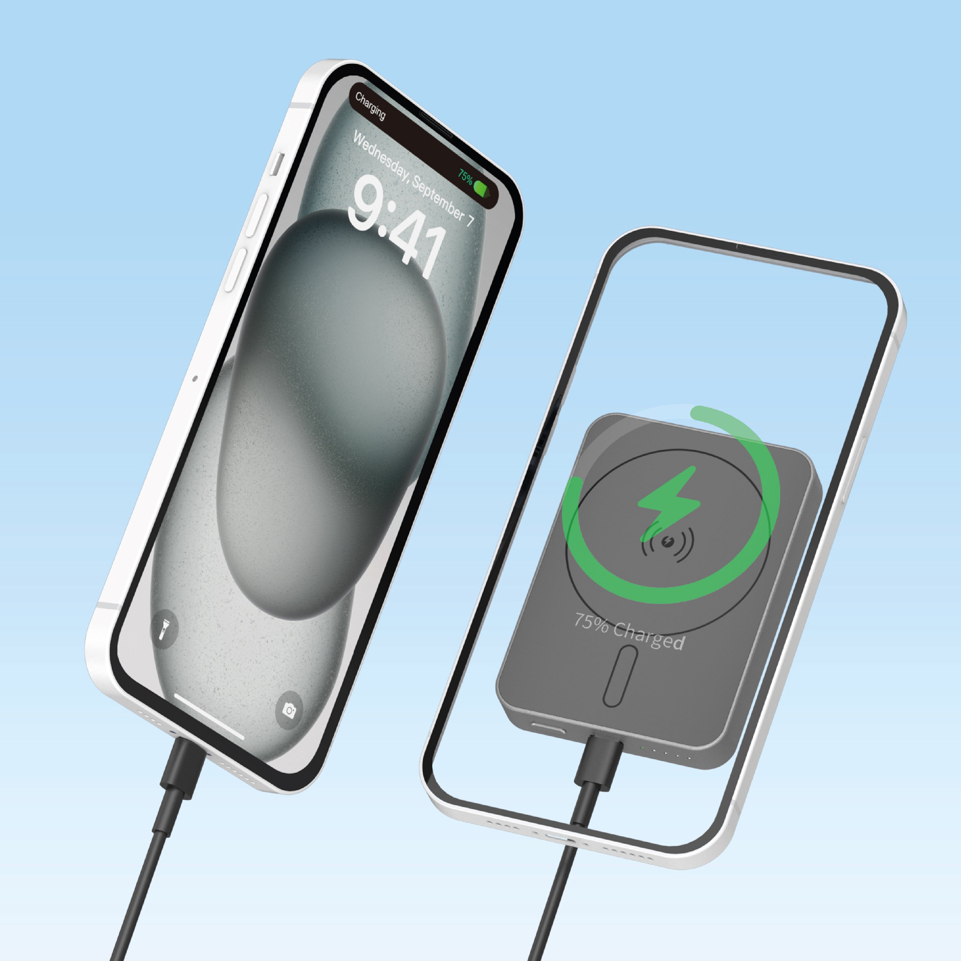 LZEL MagNexus Vibe Series 5000mAh MagSafe Mini Power Bank 15W Wireless Fast Charger | Gray
