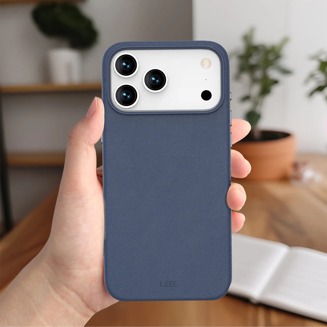 LZEL MagOrbio Leather Case for iPhone 17 Pro | Navy Blue