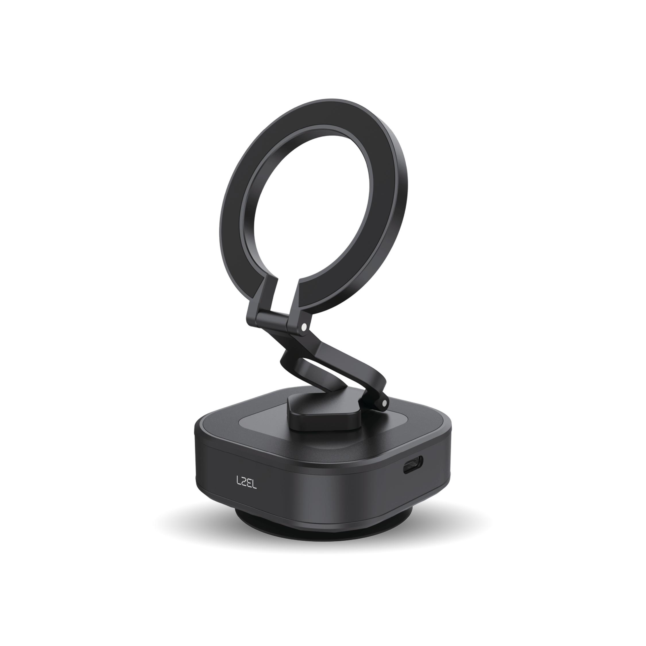 Lzel Magnavas Mount Vacuum Suction Cup Phone Holder 360 Rotation Robust Magnetic Grip | Black