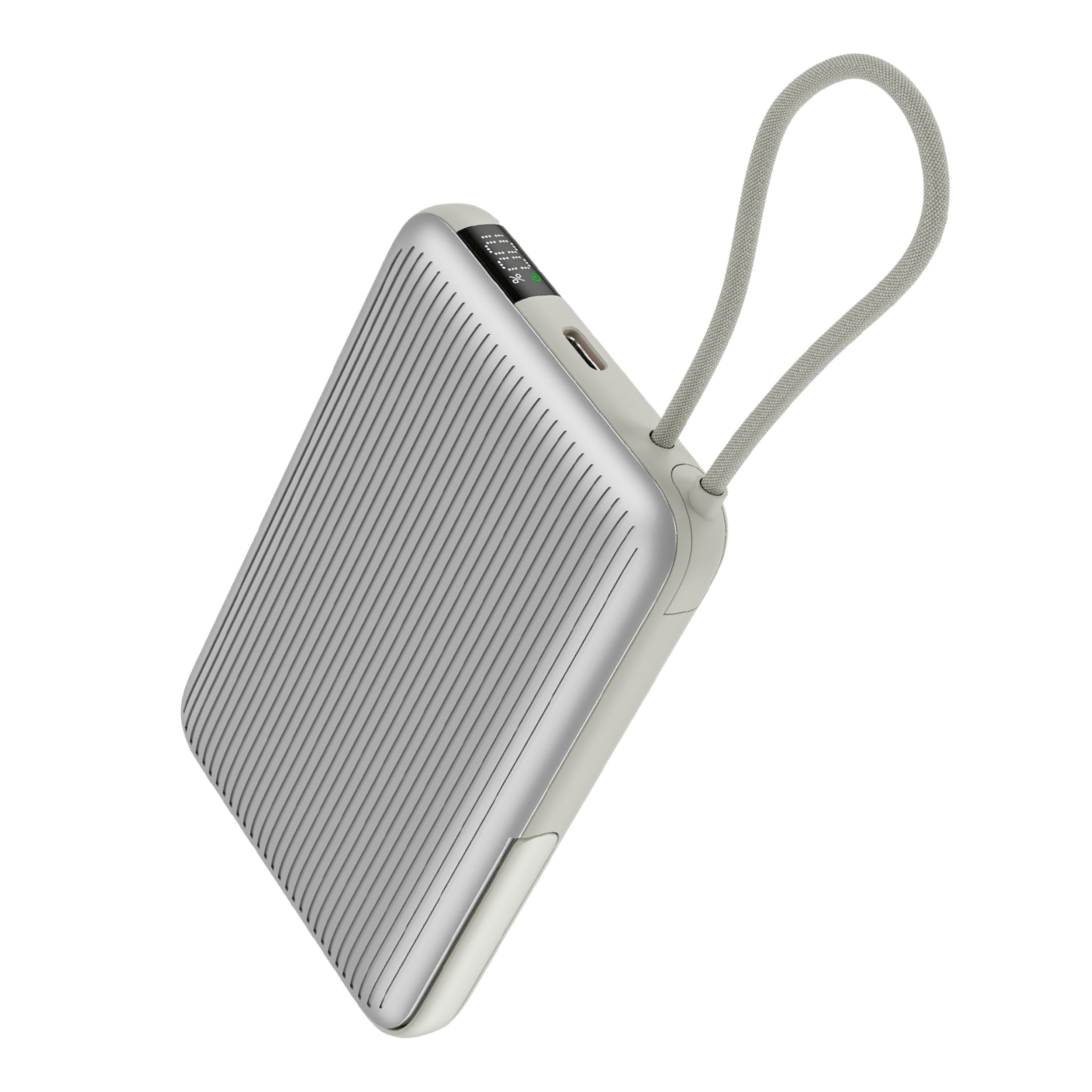 LZEL Neurode Mag - بنك طاقة PD MagSafe بسعة 10,000 مللي أمبير/ساعة بقوة 20 واط مع كابل مدمج | فضي 