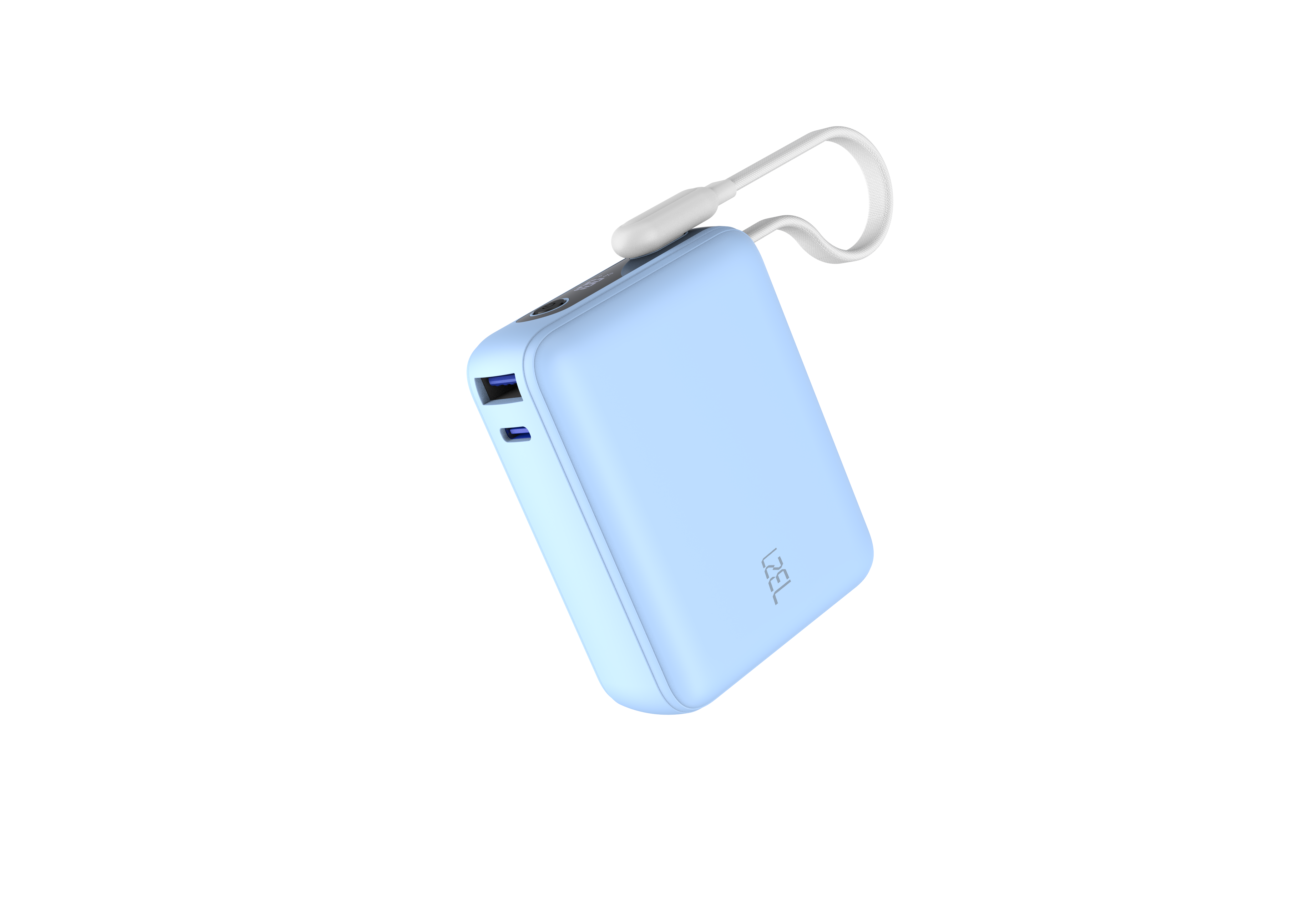 LZEL PrimeBrio 10K Mini PD Power Bank – 10000mAh, 30W, Built-in Type-C Cable | Light Blue