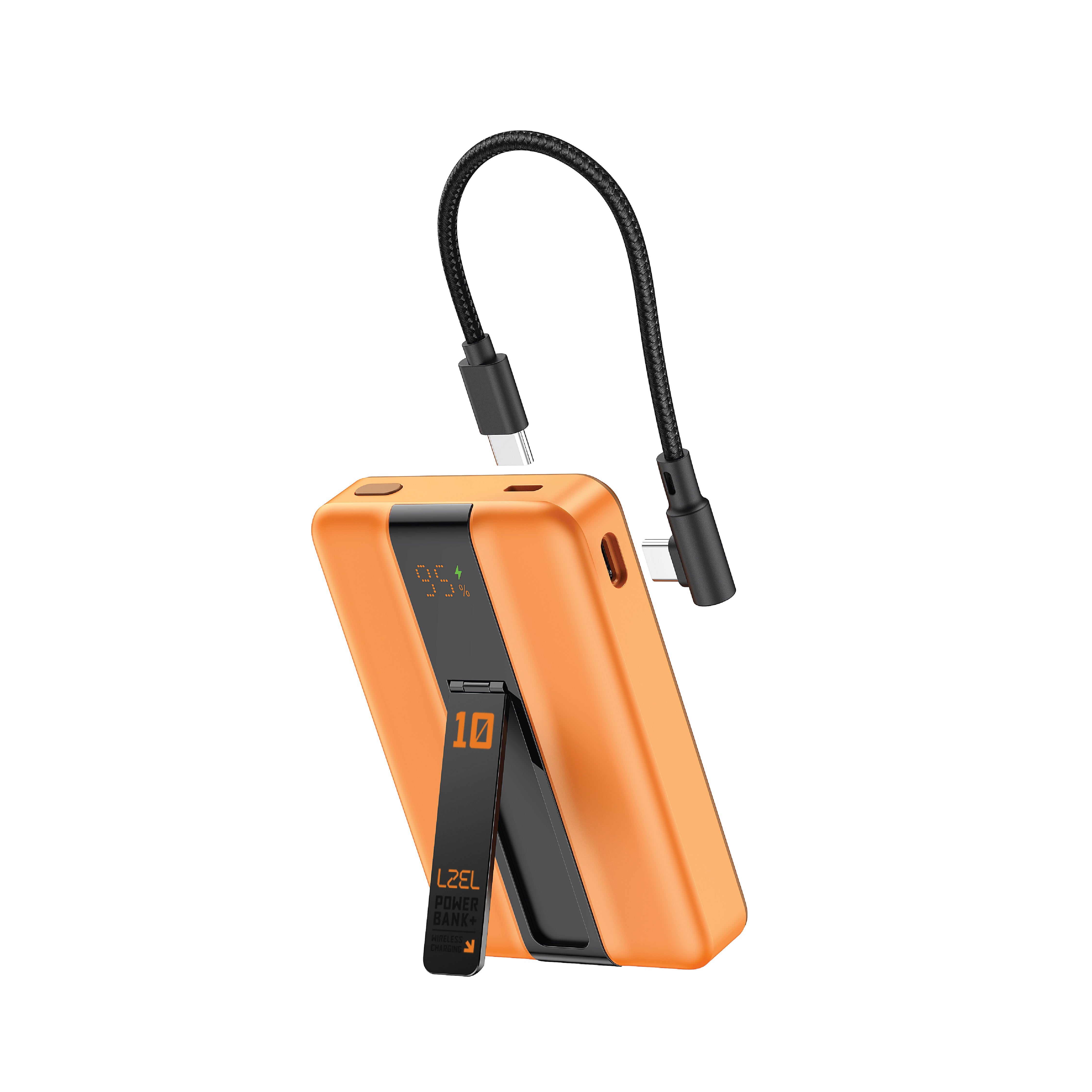 LZEL ZenoFlex MaxCharge 10000mAh Wireless Charging Power Bank | Orange