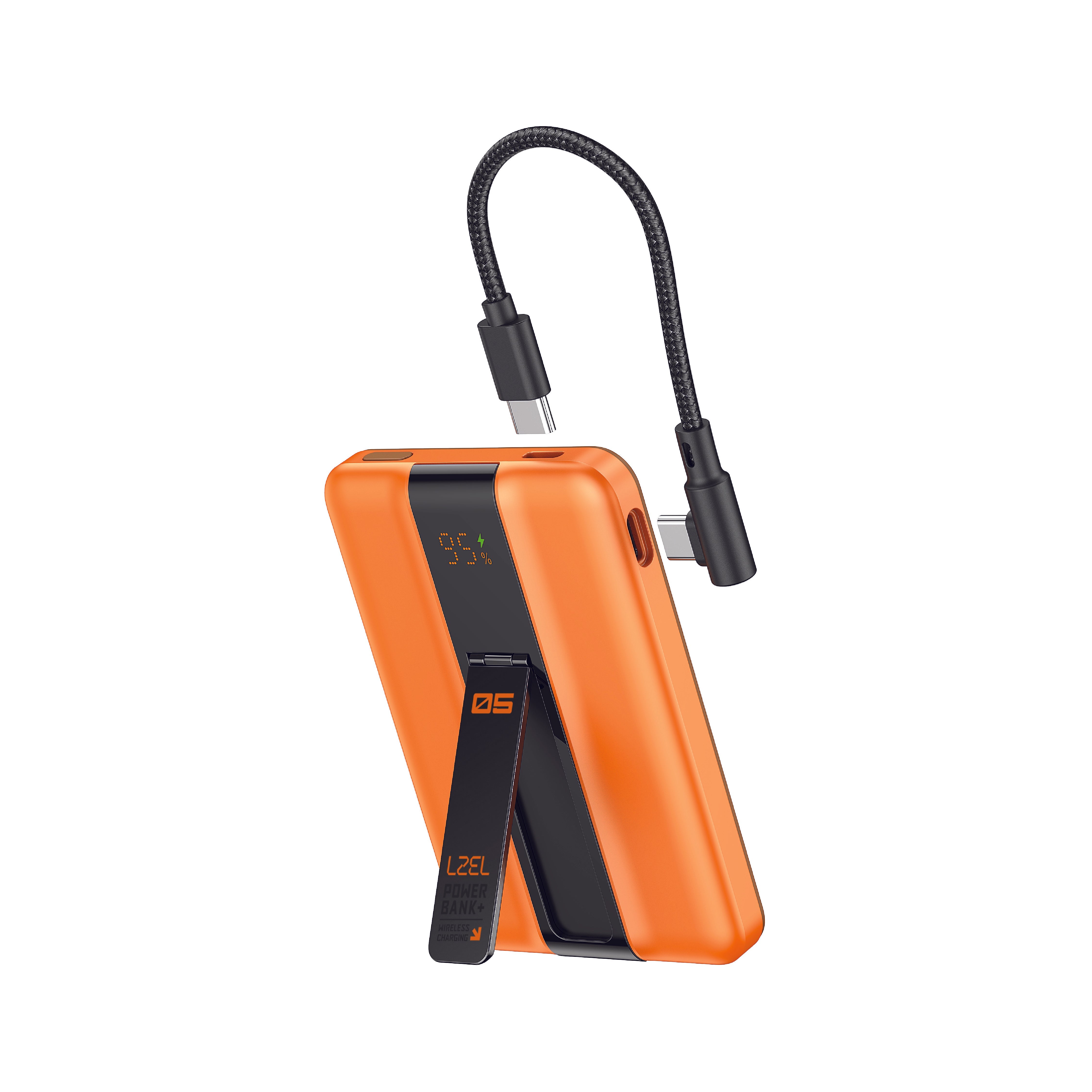 LZEL ZenoFlex MaxCharge 5000mAh Wireless Charging Power Bank | Orange