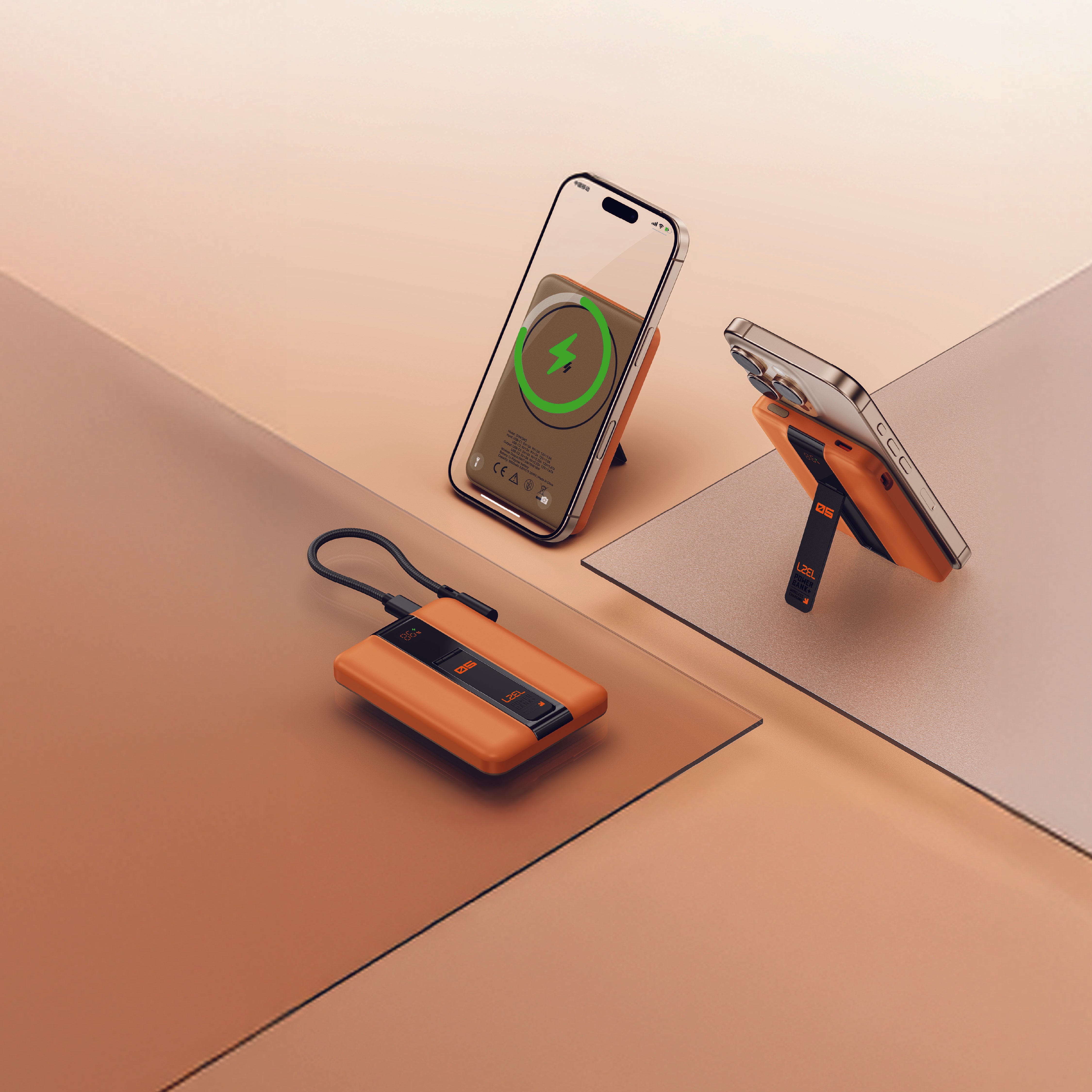 LZEL ZenoFlex MaxCharge 5000mAh Wireless Charging Power Bank | Orange