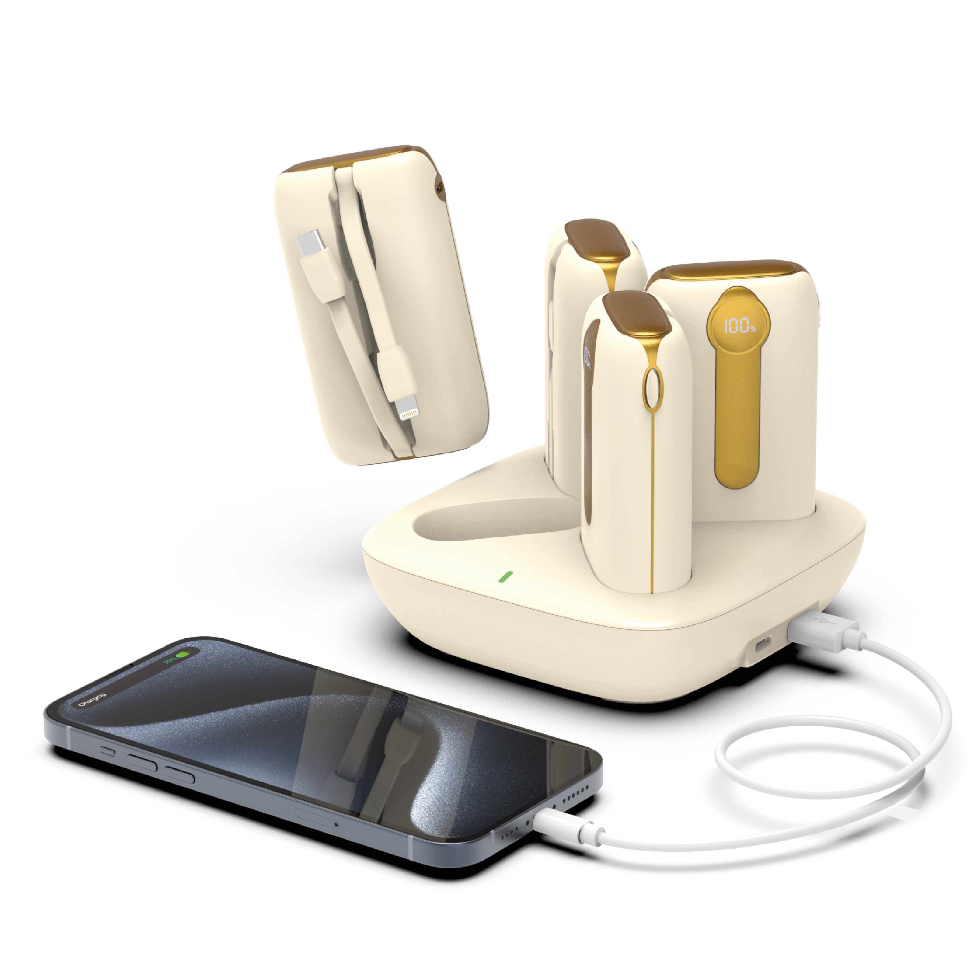 LZEL Quadra Energia X Station 10000mAh Charging Station Built In Cable Lightning And Type-C