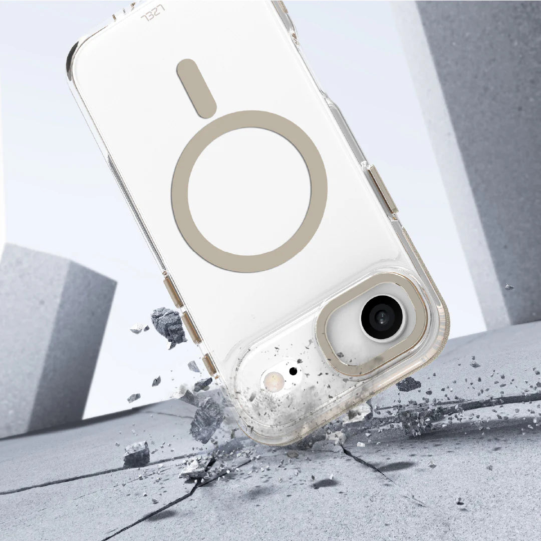 LZEL MagVecto Armor Case for iPhone Air | Clear + Titanium