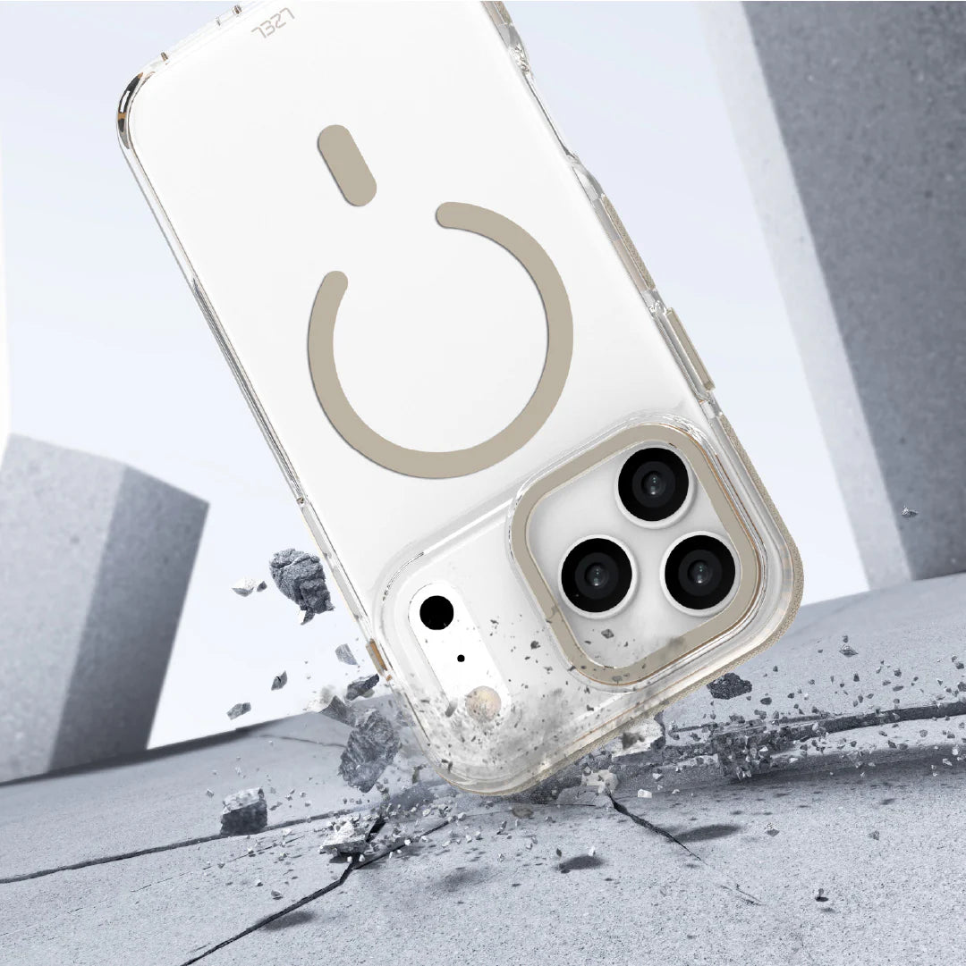 LZEL MagVecto Armor Case for iPhone 17 Pro | Clear + Titanium