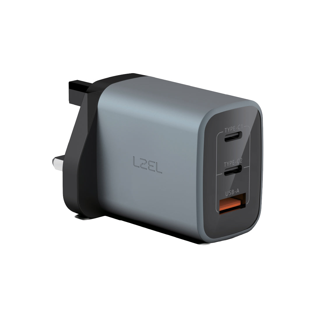 LZEL VoltixCharger 67W 3 Port GaN Wall Charger | Gray
