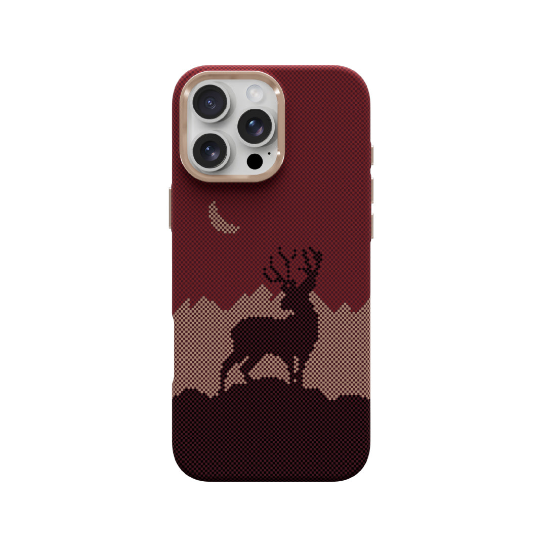 LZEL MagCarbon Deer Cover for iPhone 16 Pro | Wine Deer