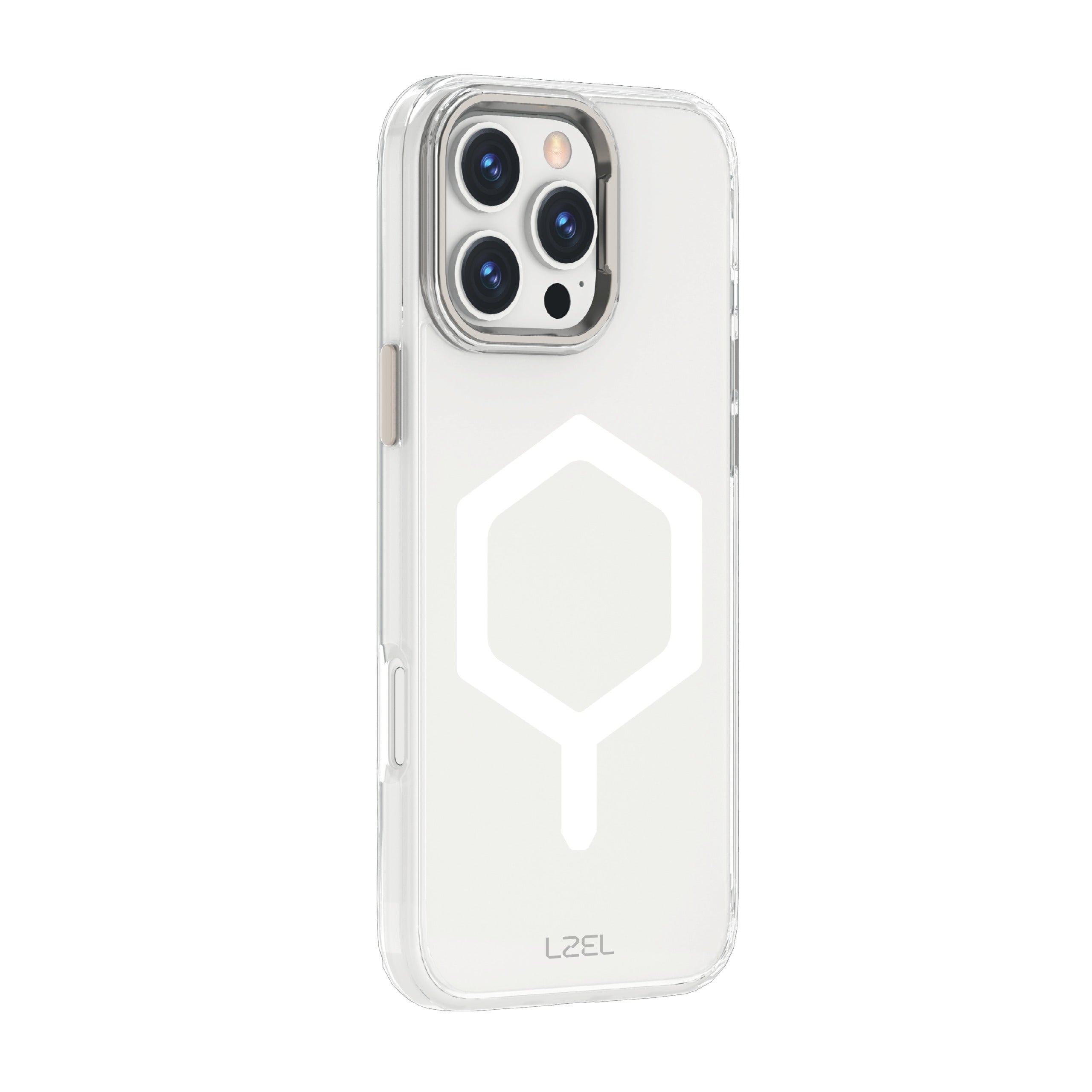 LZEL iPhone 16 Pro Mag Octa Shield Clear Case With Square MagSafe | White