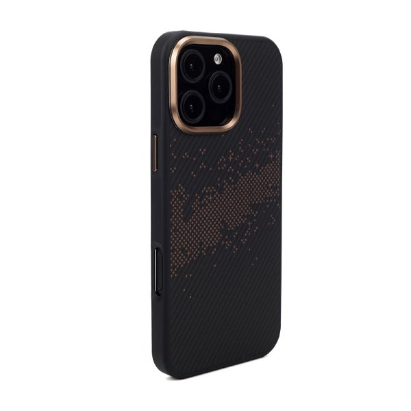 غطاء LZEL لهاتف iPhone 16 Pro MagKevlar Armor مع MagSafe | نحاسي/أسود 