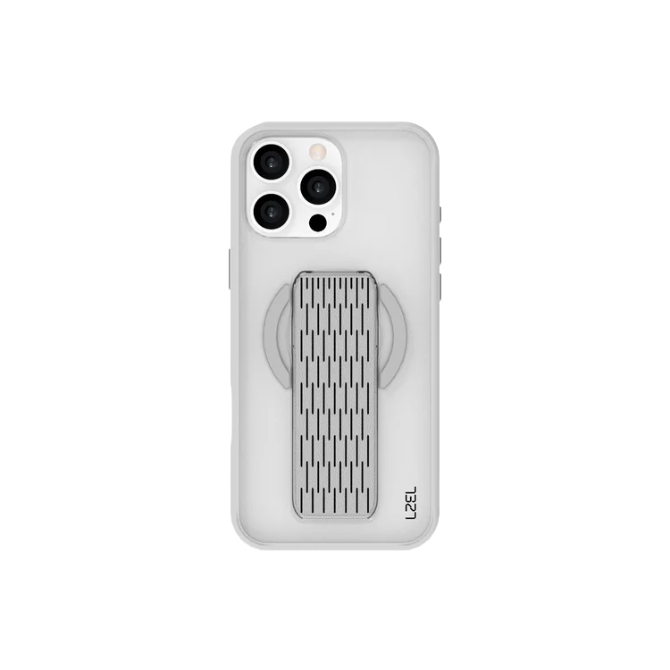 LZEL MatteMag Kickstand Matte Strap MagSafe Case with Enhanced Edge Protection for iPhone 16 Pro | Light Gray
