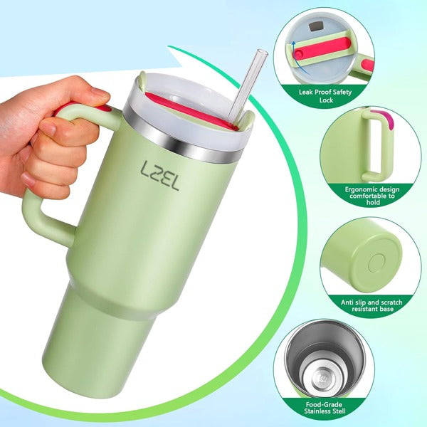 LZEL Tumbler With Handle 1100ML Aqua Pure Vacuum Insulated | Light Green