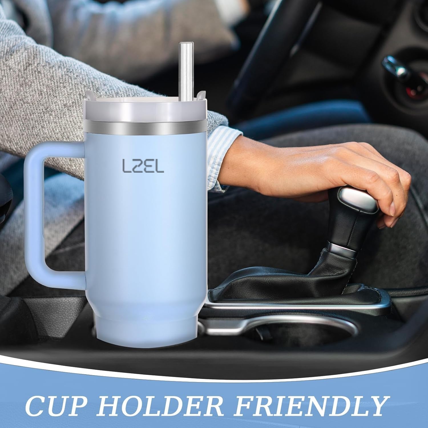 LZEL Tumbler With Handle 800ML Aqua Pure Vacuum Insulated | Lake Blue