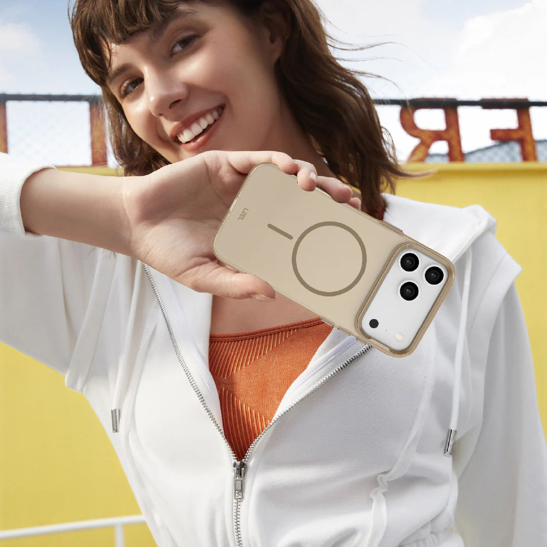 LZEL Magkryden Slim Case for iPhone 17 Pro | Crystal Clear + Titanium Copper