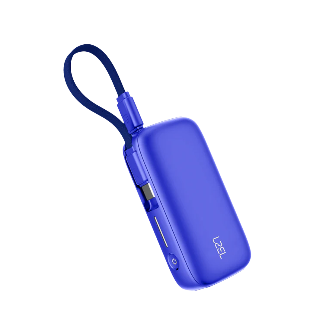 LZEL PrimeBrio Neo 5K Mini Power Bank 22.5W – 5000mAh, Detachable Type-C Cable | Blue