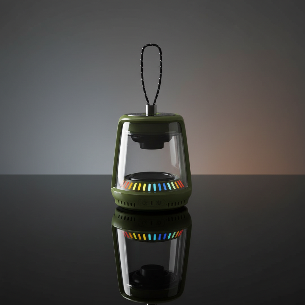 مكبر صوت LZEL Aquilasonus Lamp صغير الحجم ومقاوم للماء بتقنية البلوتوث مع أضواء RGB ديناميكية | أخضر 