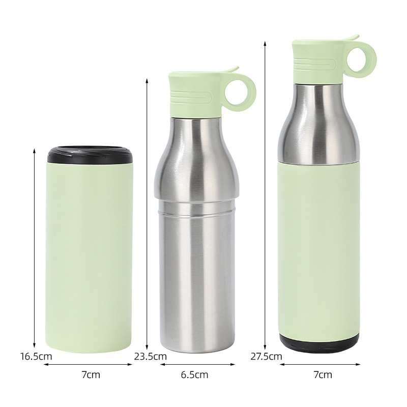 LZEL Natura Elva Vacuum Bottle Dual 400 mL + 400 mL | Green Aluminum