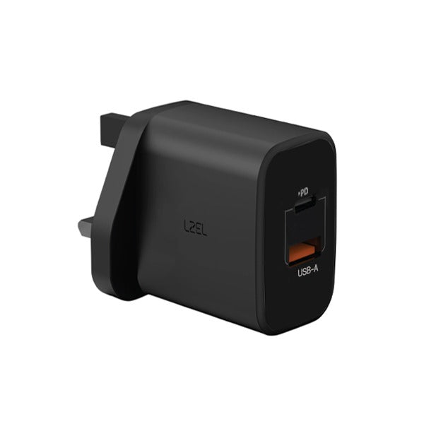 LZEL VoltixCharge 35W Dual Port USB-A USB-C GaN Wall Charger | Black