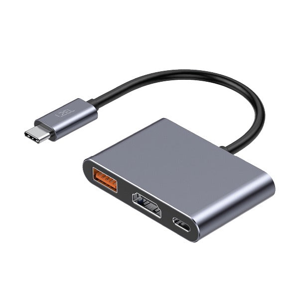 موزع LZEL Hubtrio Nexus 3 في 1 USB-C، 100 واط، 4K، 10 جيجابت في الثانية | أسود 