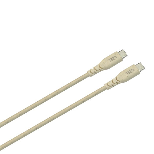 كابل LZEL Celeris Power الصديق للبيئة، 60 واط، USB-C إلى USB-C، بطول 1.2 متر | لون الشوفان/أبيض عاجي
