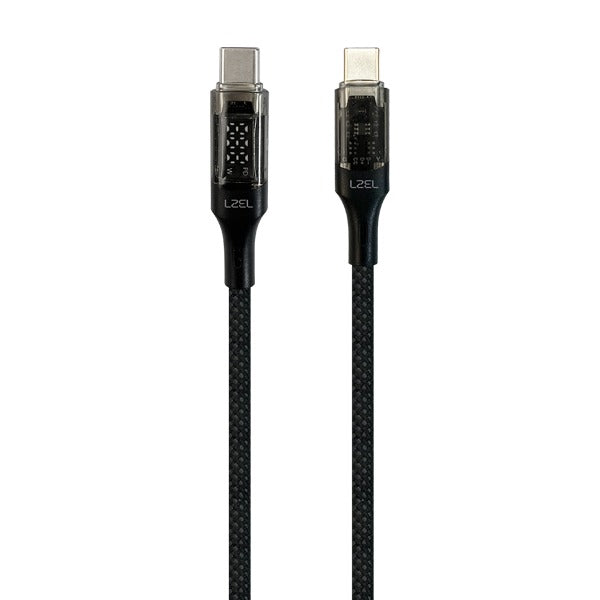 كابل LZEL Celeris Power Disp 240 واط USB-C إلى USB-C بشاشة رقمية 1.2 متر | أسود