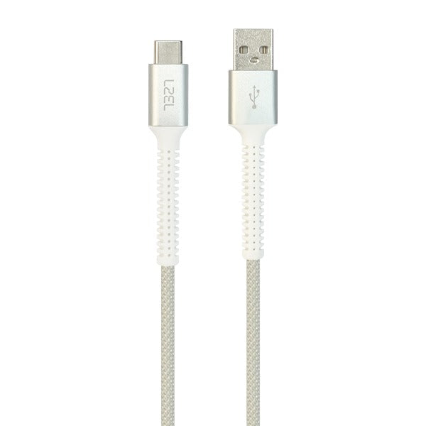 كابل LZEL Celeris Power Ac مضفر من القماش USB-A إلى USB-C بطول 1.2 متر | أبيض