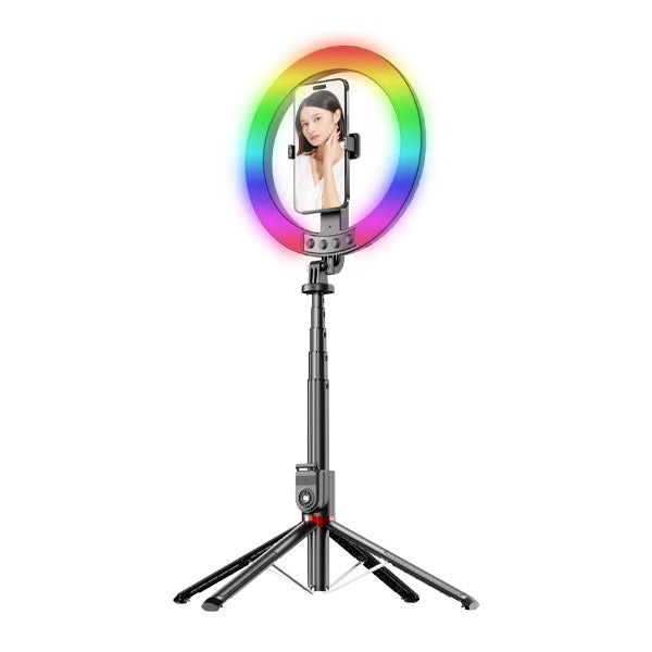 مجموعة إضاءة حلقية سيلفي LZEL Vlog Lumexpod مقاس 10 بوصات RGB مع حامل ثلاثي القوائم بطول 2.3 متر وجهاز تحكم لاسلكي 