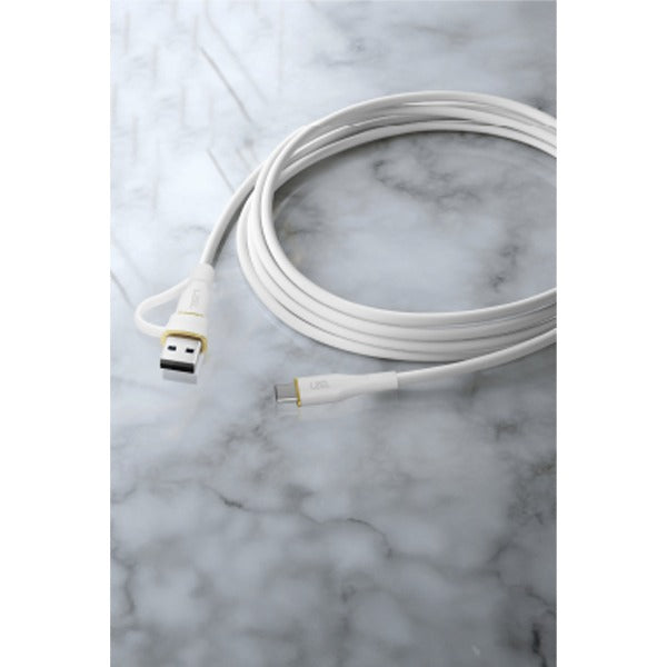 كابل سيليكون LZEL Celeris PowerDuo 2 في 1 USB-C إلى USB-C 100 واط (30 سم) مع موصل USB-A مدمج | أبيض 