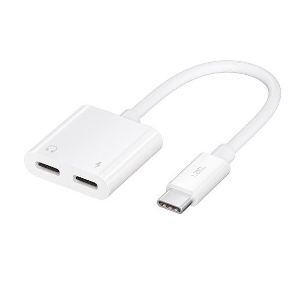 LZEL Hubduo Nexus Dual USB-C Headphone And Charger Adapter 20cm | White