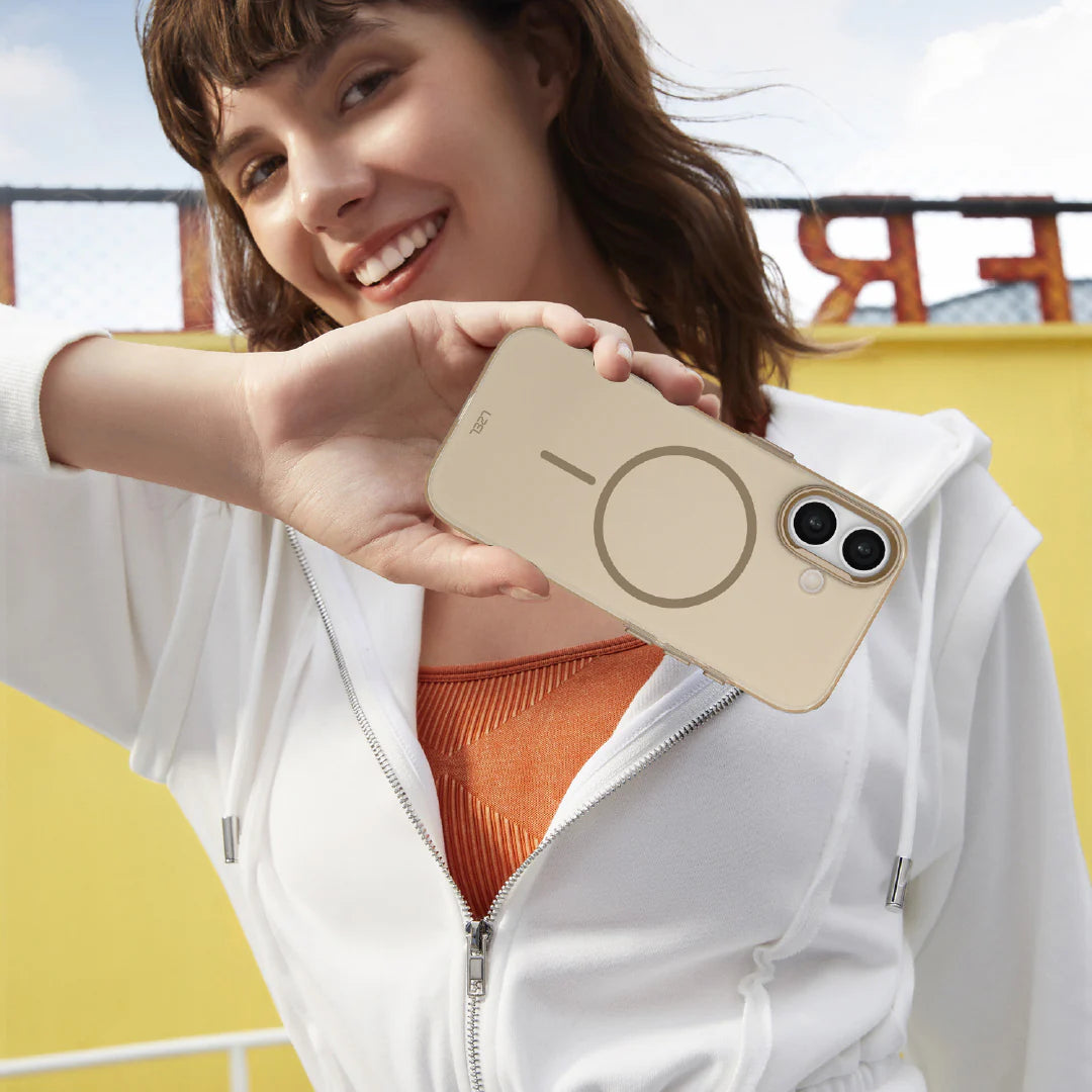 LZEL Magkryden Slim Case for iPhone 17 | Crystal Clear + Titanium Copper