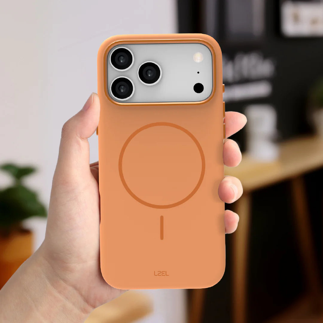 LZEL Magnexin Silicone Case for iPhone 17 Pro Max | Papaya Orange