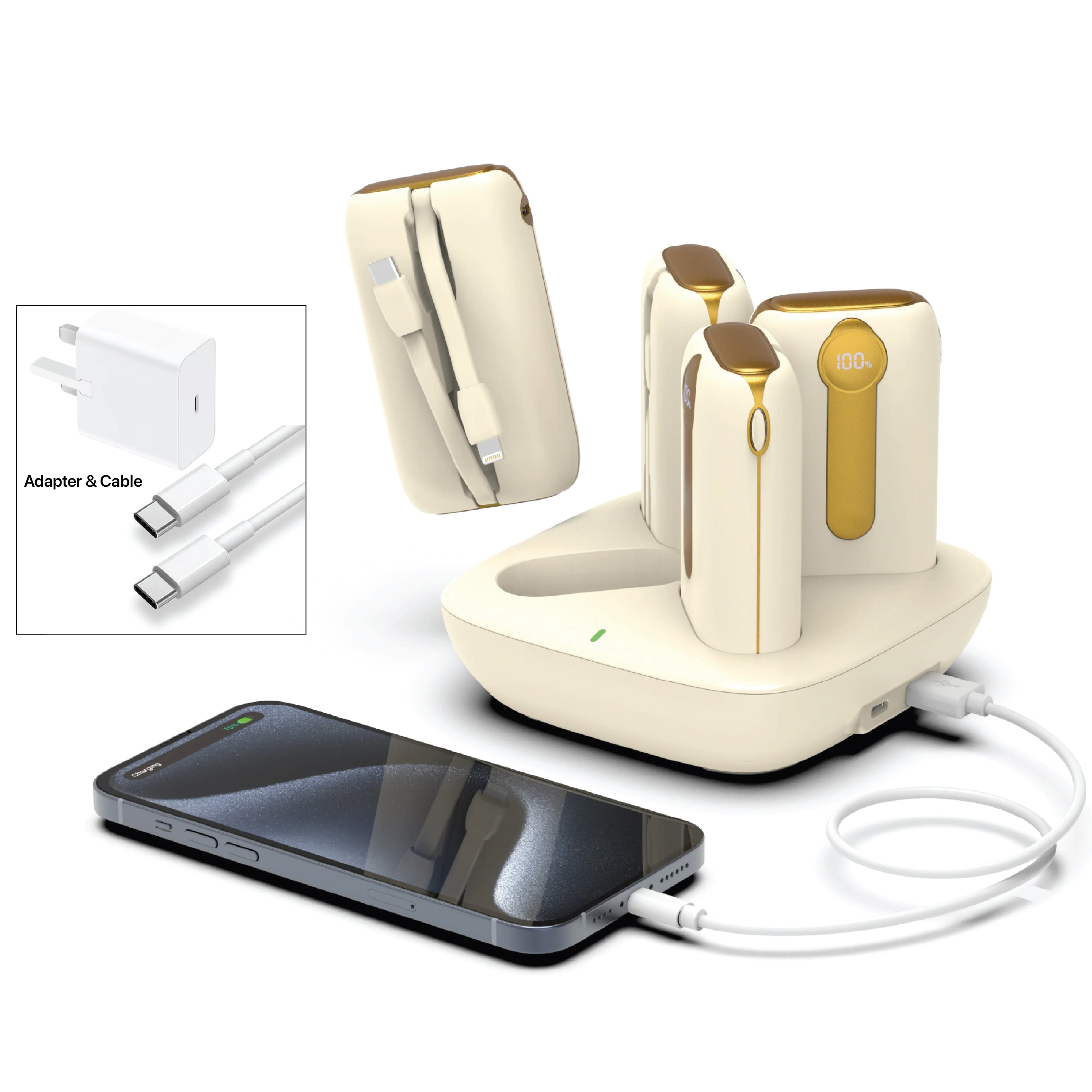 LZEL Quadra Energia X Station 10000mAh Charging Station Built In Cable Lightning And Type-C