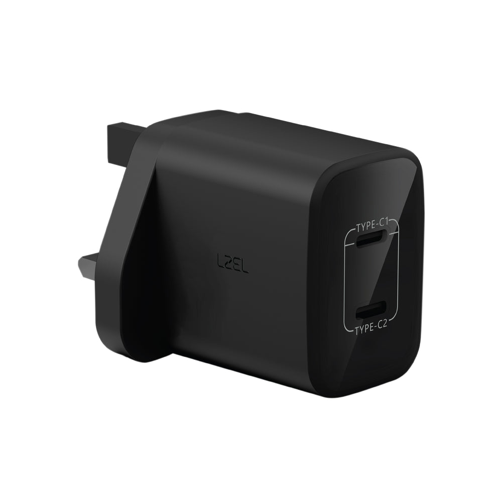 شاحن حائط Voltixcharger بقوة 35 واط بمنفذين Type-C من LZEL | رمادي
