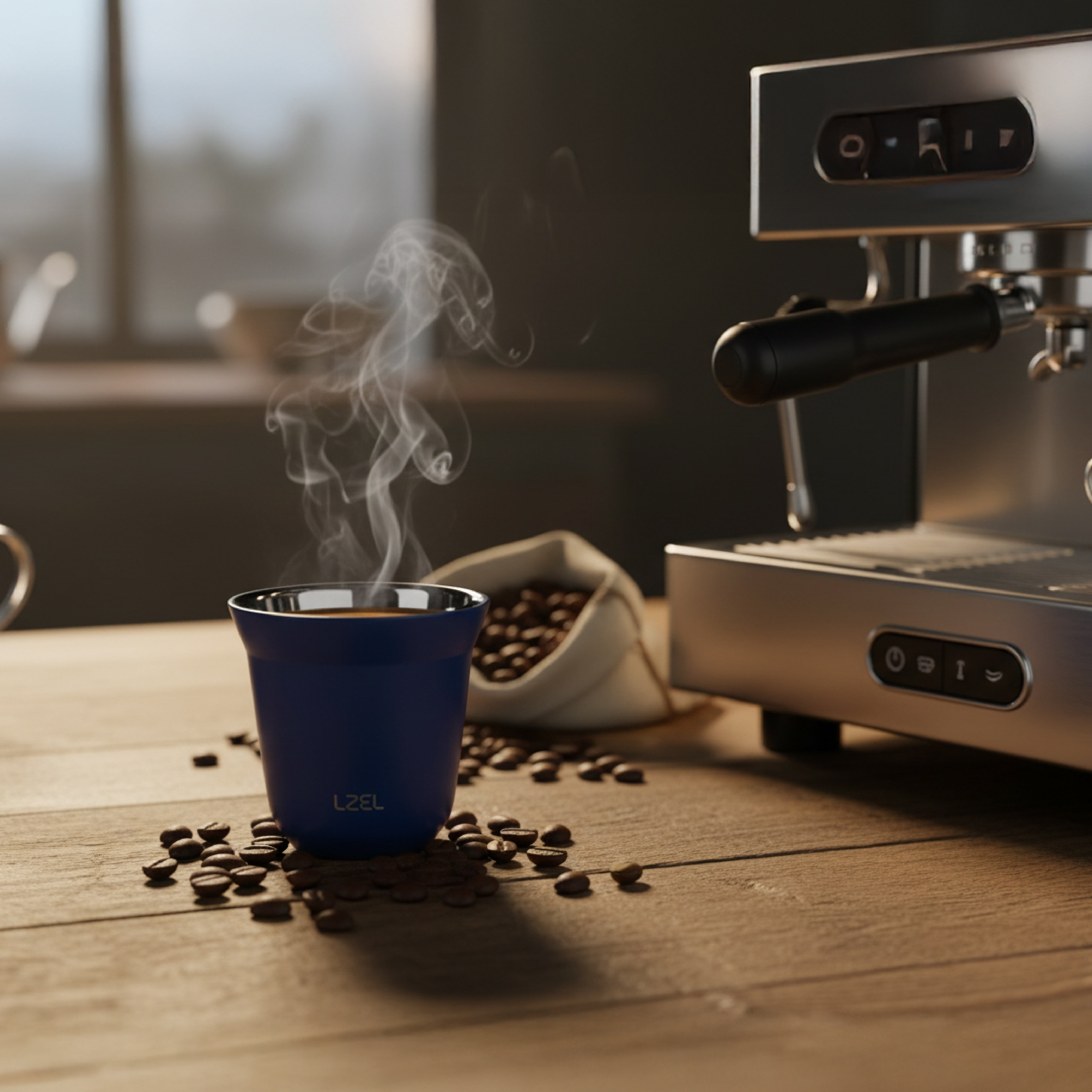 LZEL Large Double Wall Insulated Stainless Steel Espresso Cup 160 ml – Reusable & Dishwasher Safe Mugs | Blue