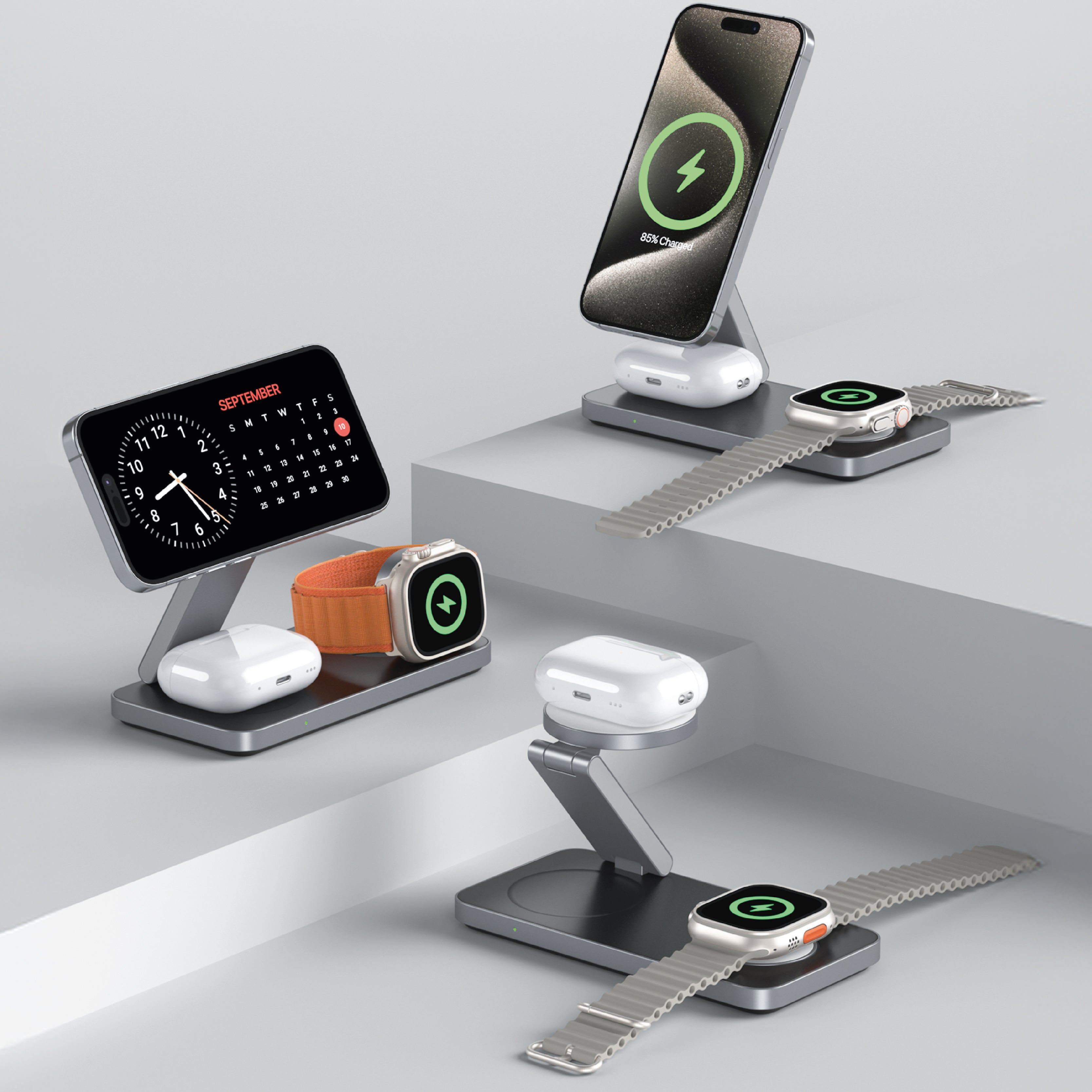 LZEL Magflecto Tripower 5-ni-1 Foldable Charging Station Wireless PD 15W Max | Black